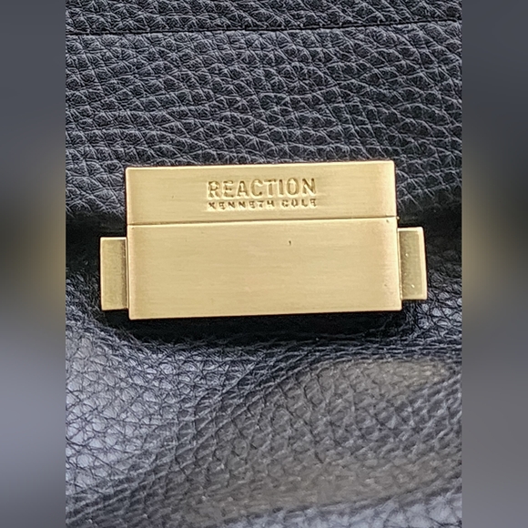 Kenneth Cole Reaction Black Pebbled Mini Backpack Gold Hardware EUC - Picture 4 of 4